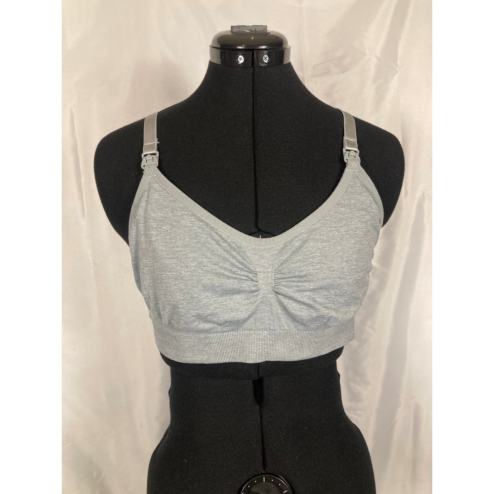 L Grey Seamless Nursing Bra No Padding Maternity Lingerie